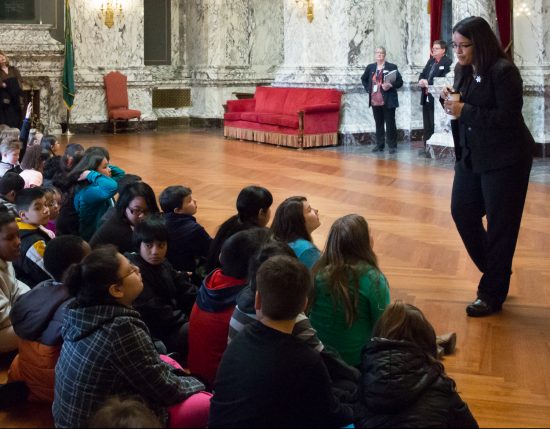 WA State Representative Kristiné Reeves visiting with Terminal Park Elementary - State Reception Room, April 6, 2017