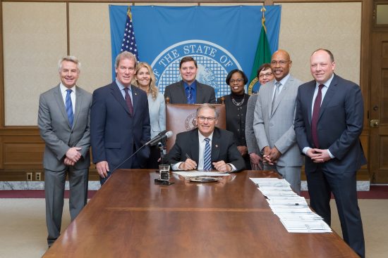 Gov. Jay Inslee signing House Bill 2892 by Rep. John Lovick (D-Mill Creek).