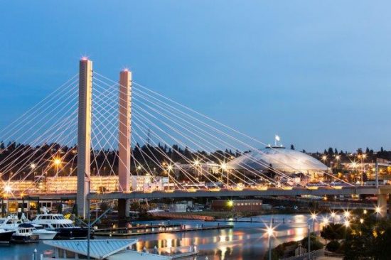 Tacoma skyline evening