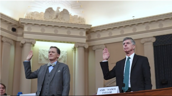 George Kent and Bill Taylor are sworn in before impeachment hearings