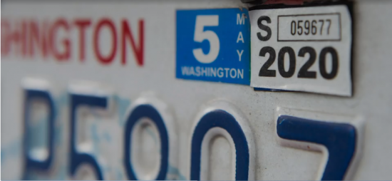 Washington state license plate closeup
