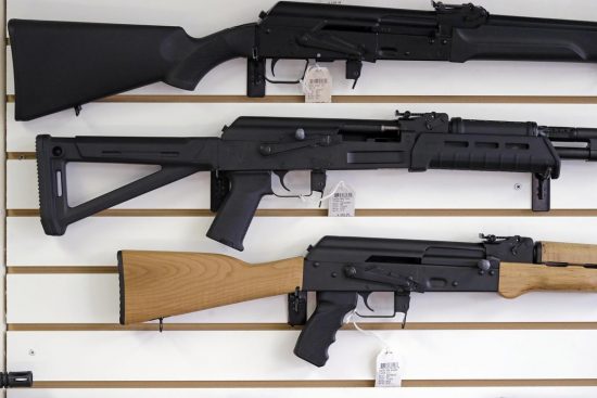 Guns displayed on a wall