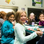 children eating in cafeteria