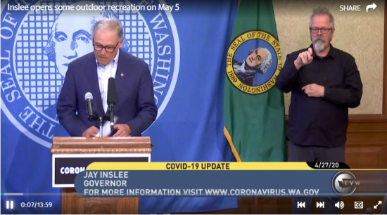 Inslee announcing reopening of state parks