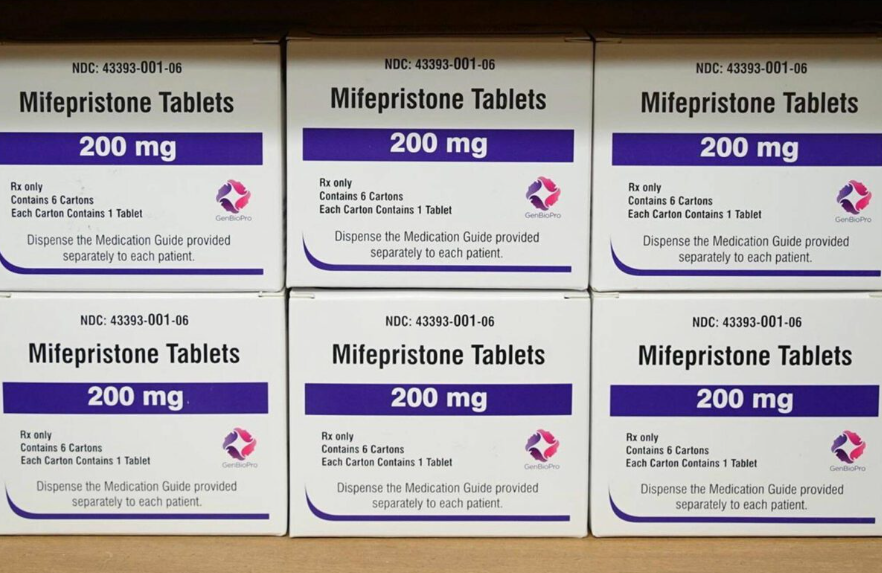 oxes of the drug mifepristone sit on a shelf at the West Alabama Women’s Center in Tuscaloosa, Ala., March 16, 2022.