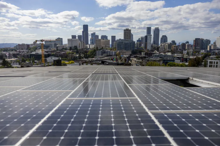 Solar panels at the Bullitt Center in Seattle last September.