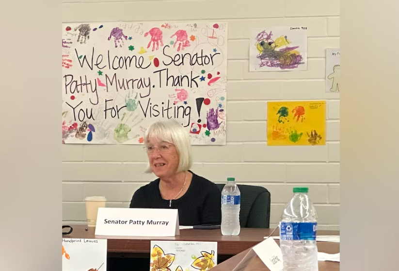 Sen. Patty Murray stopped at Shoreline Community College on Oct. 6 to hear from parents and providers about child care challenges, as federal Covid relief funds expire.