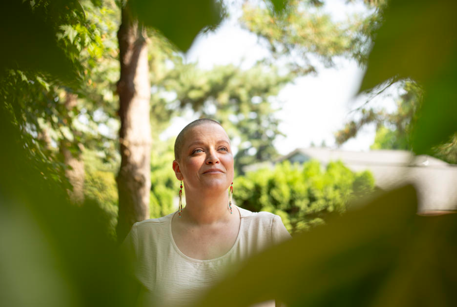 Jay Benke, a survivor of child sex trafficking and a co-founder of the Northwest Survivor Alliance, at her home in Gresham, Oregon, on Thursday, July 20, 2023.