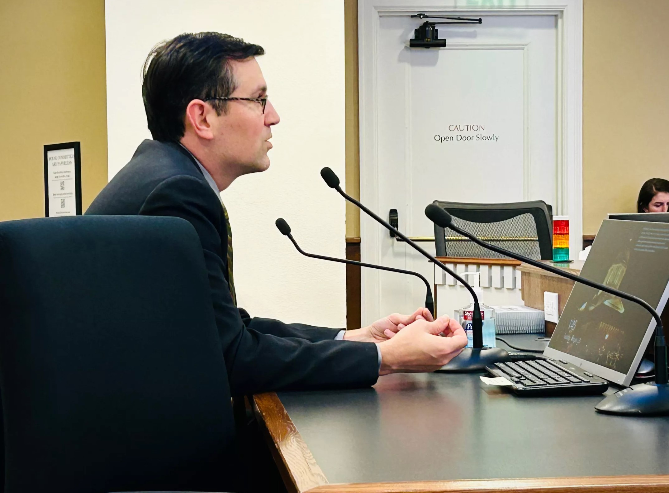 Washington Rep. Steve Bergquist, D-Renton, testifies about his proposed bill before the House Postsecondary Education & Workforce Committee on Tuesday in Olympia.