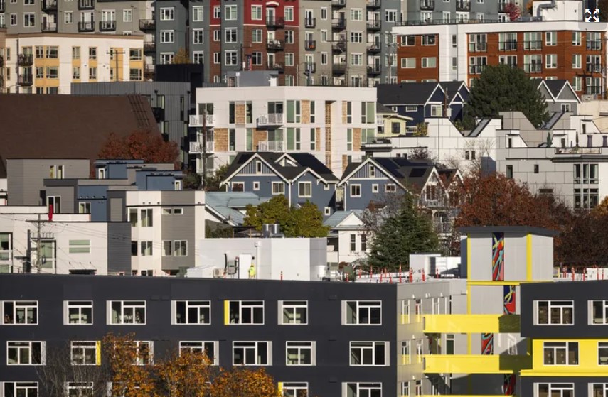 House Bill 2114 would limit how much a landlord could increase rent charges to 7% each year. Pictured are apartments and single family homes in the Central District of Seattle in November 2023.