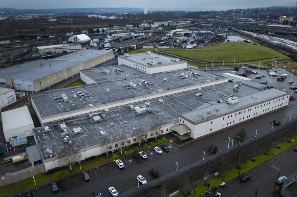 The Northwest ICE Processing Center in Tacoma. Over a period of less than three months this year, the federal immigrant detention center has seen at least six, possibly seven, suicide attempts, according to audio and records of 911 calls