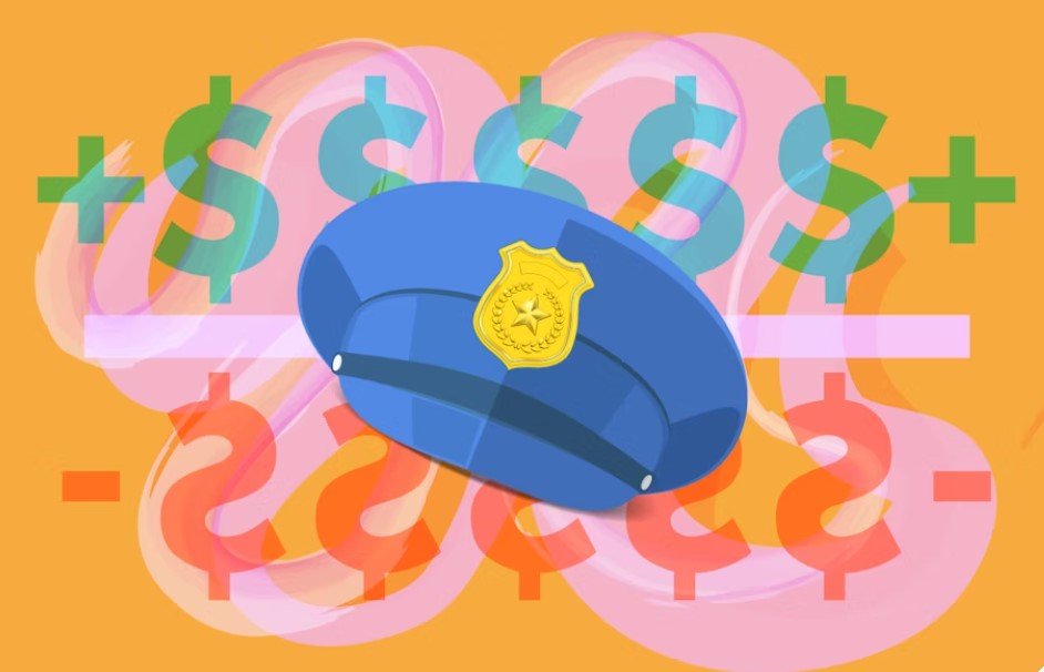 Illustration of police hat against backdrop. Assets courtesy of Istock.