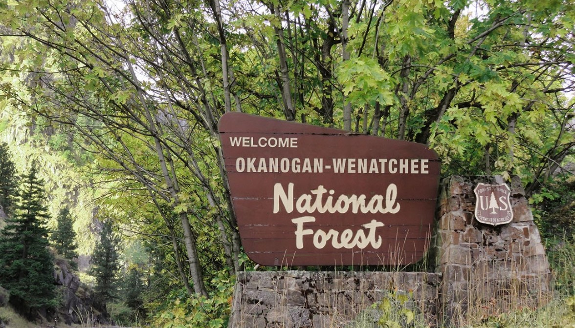 A sign at one of the boundaries of the Okanogan-Wenatchee National Forest. (U.S. Forest Service)