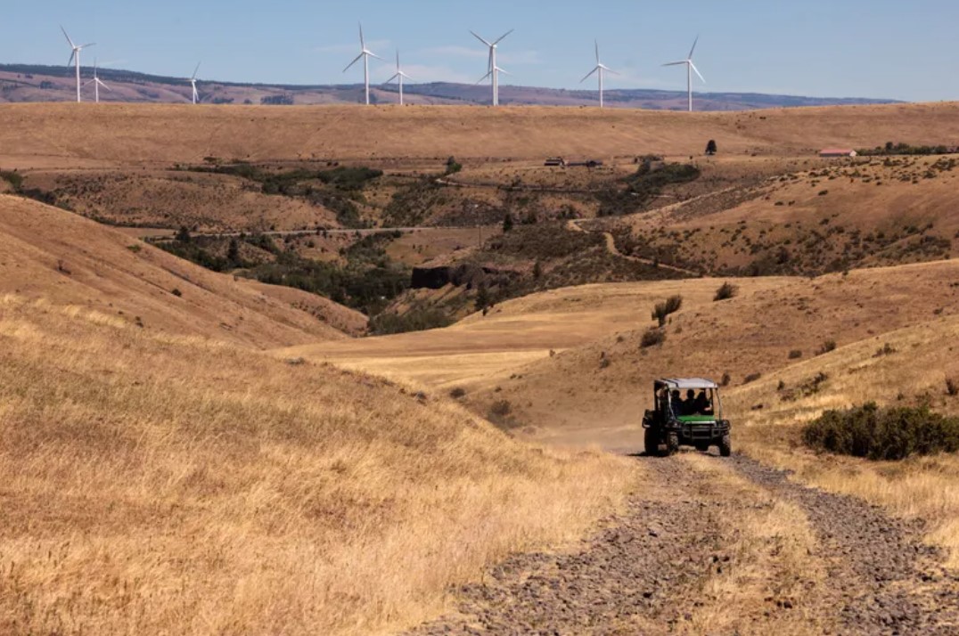 This natural basin on the Springwood Ranch, west of Thorp, Kittitas County, could become Washington’s newest reservoir. (Erika Schultz / The Seattle Times)