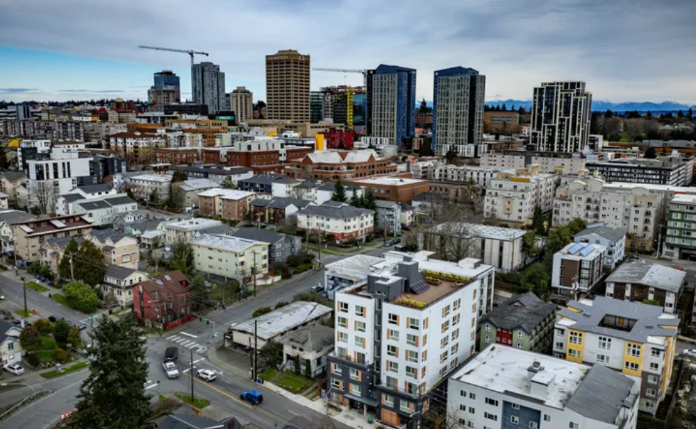 Apartments in the University District, seen from the air in Seattle. Washington Attorney General Bob Ferguson’s office estimates that landlords have used RealPage’s software to set rents for 800,000 Washington leases... (Ken Lambert / The Seattle Times)