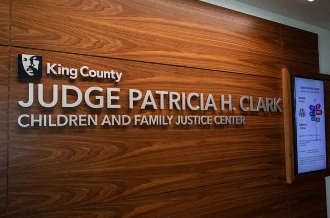 The Patricia H. Clark Children and Family Justice Center on Monday, Sept. 26, 2022. (Kylie Cooper / The Seattle Times)