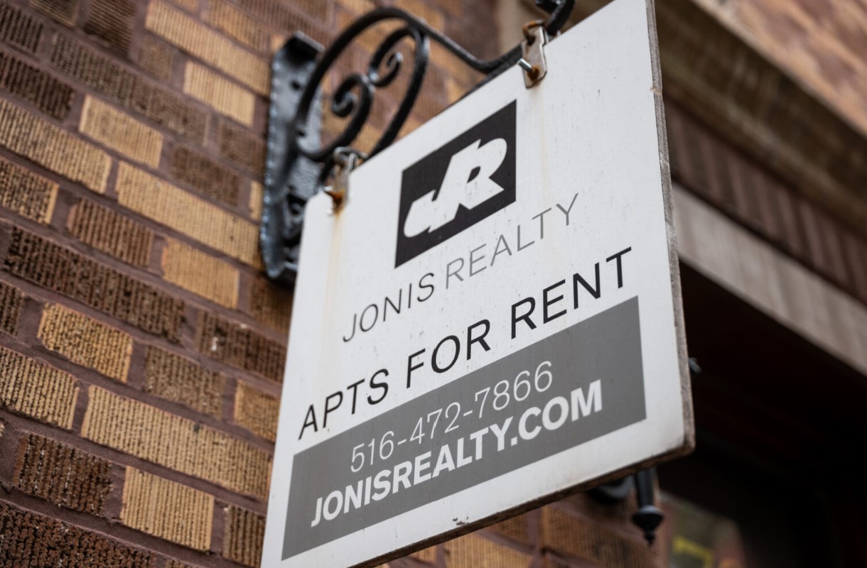 A sign advertising units for rent is displayed outside of a Manhattan building on April 11, 2024. The Biden administration and the Harris campaign are making their housing policy case to the American people as Vice President Kamala Harris and former president Donald Trump compete for voters’ trust on economic issues. (Photo by Spencer Platt/Getty Images)