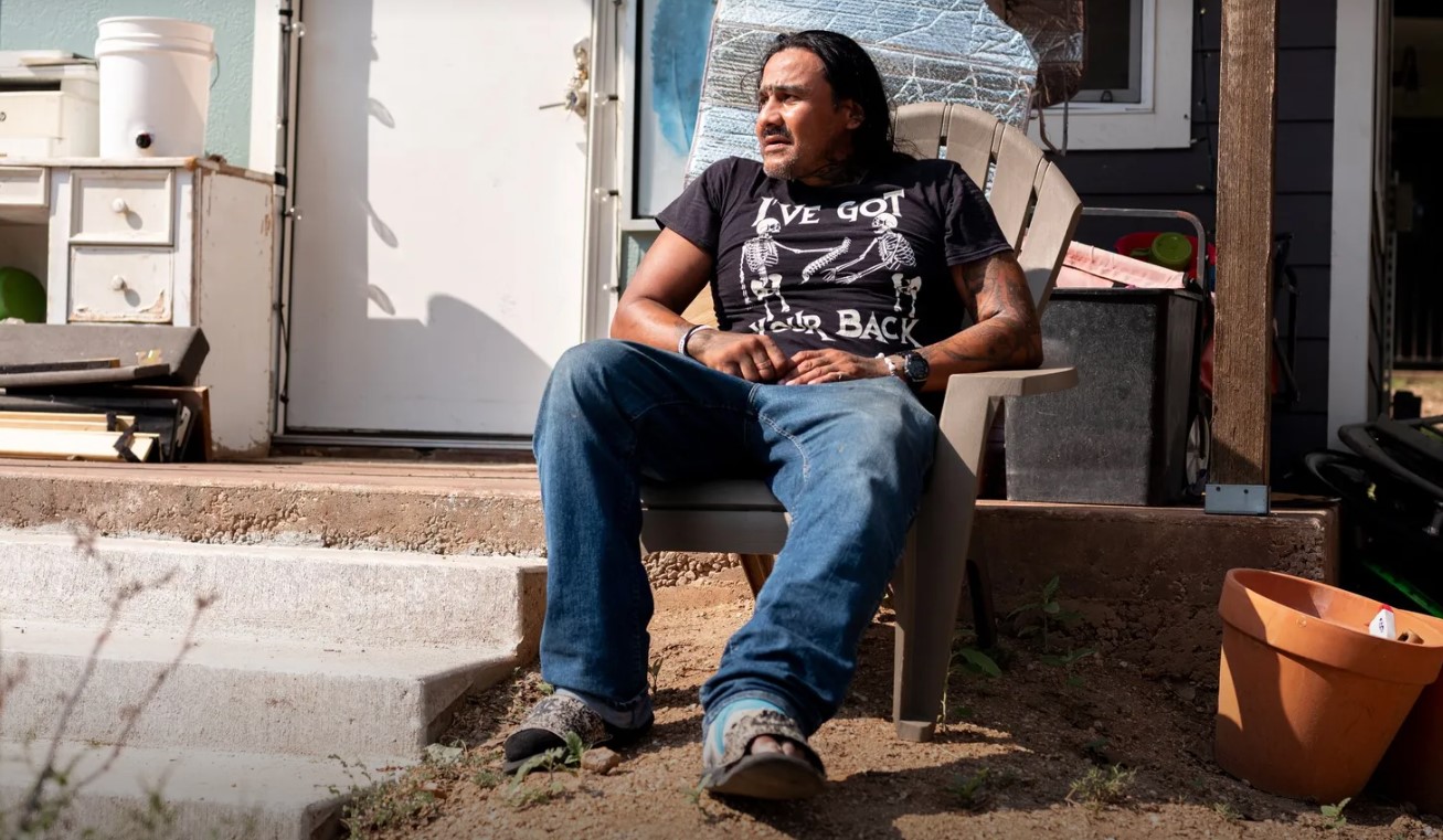 U.S. Navy veteran Juan Javier Pedroza, 44, is a resident at Community First! Village outside Austin, Texas. “This place saved my life,” he said. (Ilana Panich-Linsman / Special to The Seattle Times)