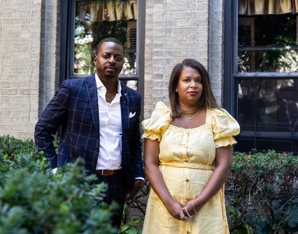 Frustrated by high interest rates, Christina Branche, right, suspended her home search, until she got a text from her broker Sean Adu-Gyamfi, left.Credit...Jackie Molloy for The New York Times