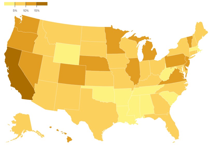 Data: Vote Mama Foundation report; Note: Includes non-binary and gender non-conforming legislators; Map: Axios Visual