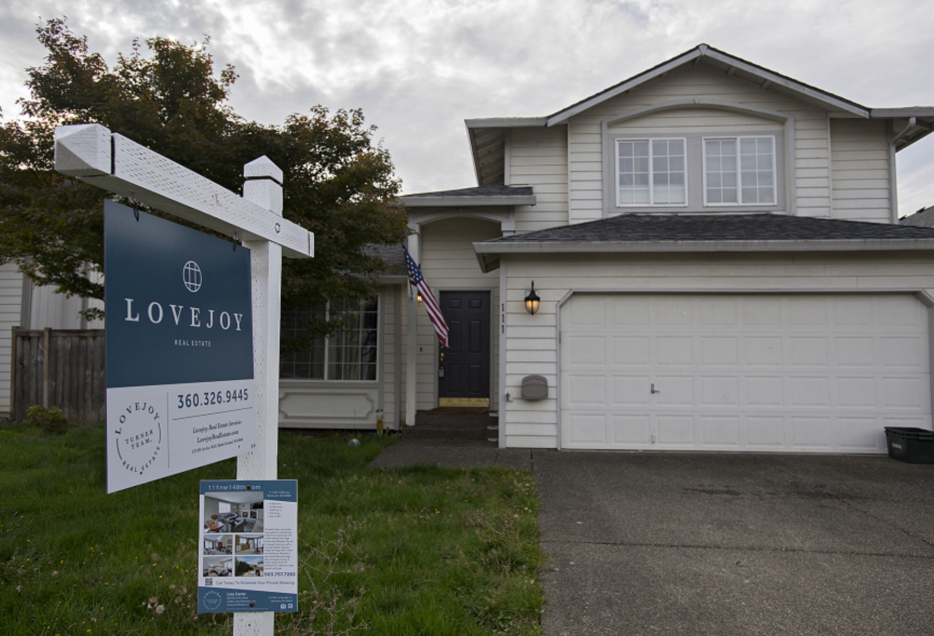 A sign notifies those passing by of a home for sale in Salmon Creek on Tuesday morning, Oct. 15, 2019. (Amanda Cowan/The Columbian files)