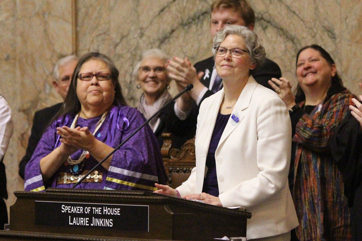 Rep. Laurie Jinkins, D-Tacoma, in 2020 became the first woman sworn in as state House speaker in Washington. (House Democrats)