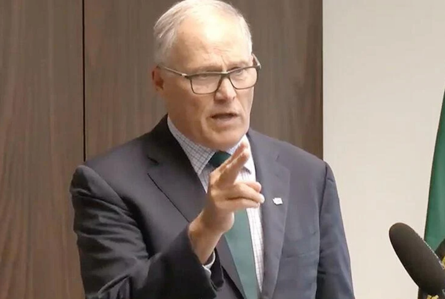 Washington Gov. Jay Inslee gestures Nov. 6 in Seattle as he talks about the election results. Voters upheld the centerpiece of his climate agenda as governor.