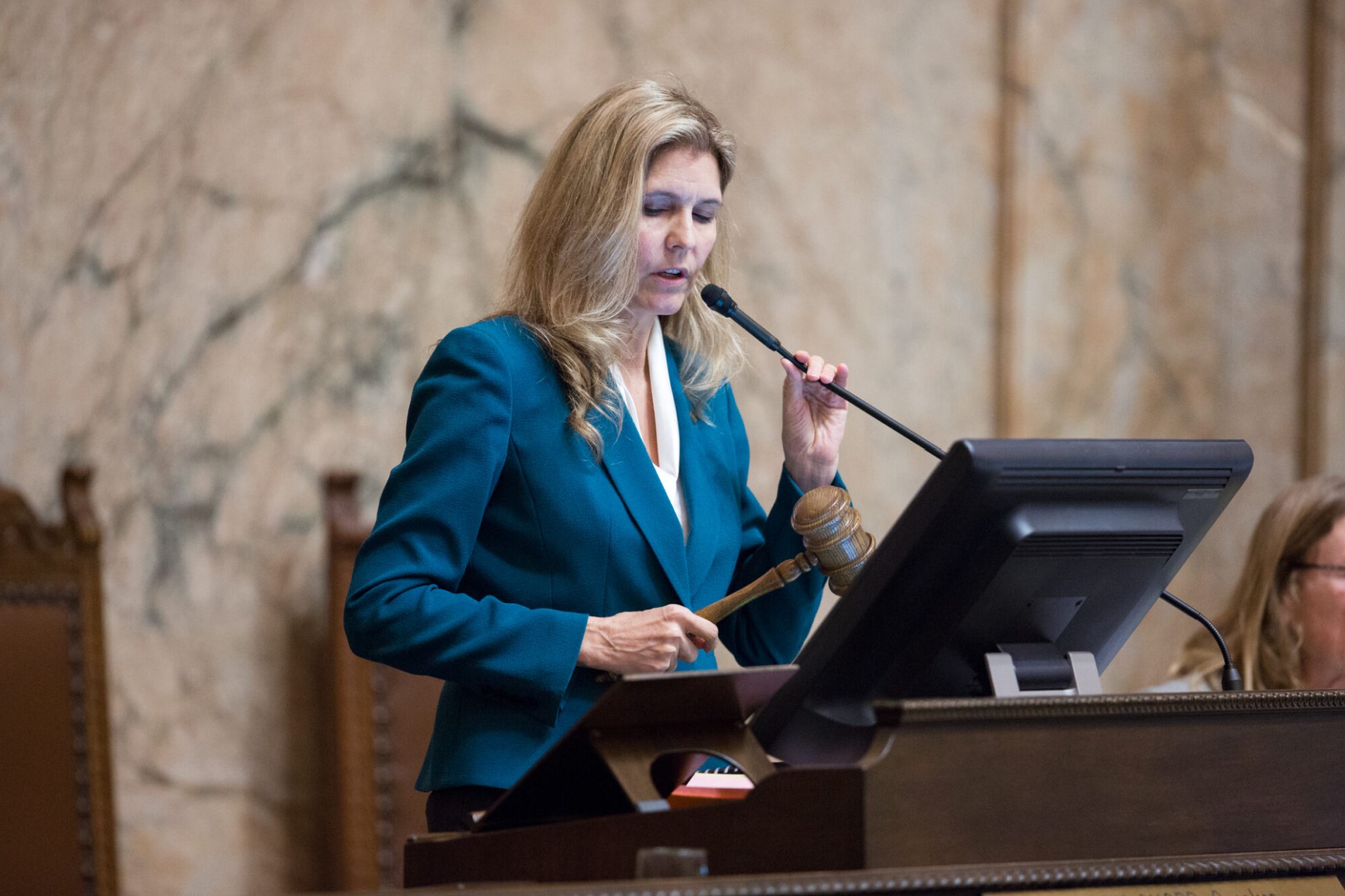  Rep. Tina Orwall, D-Des Moines, is seen here on the House floor. (Legislative Support Services)