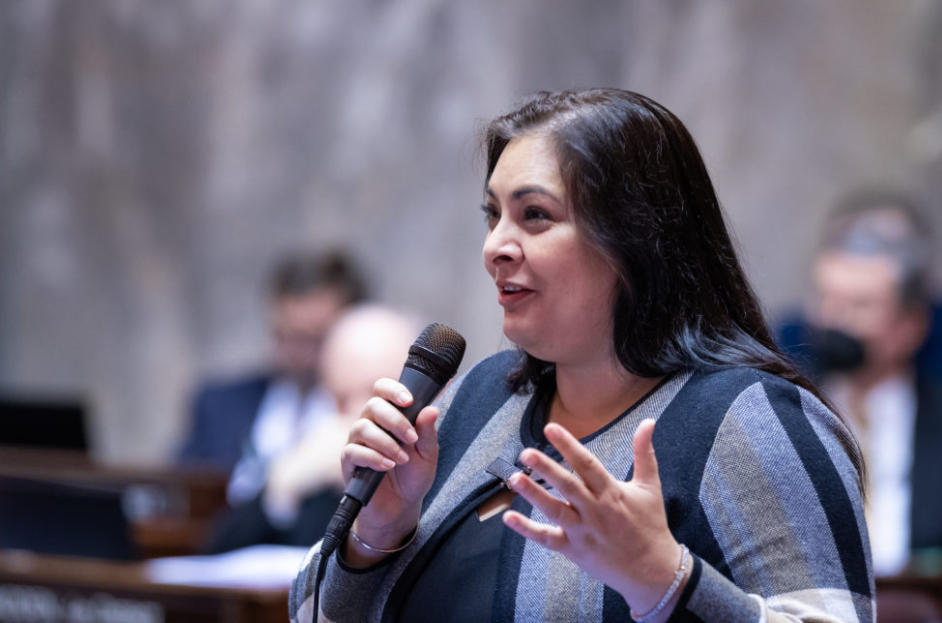 State Sen. Manka Dhingra speaks as the Washington state Senate convenes for floor session on Feb. 28, 2023. (Washington State Legislative Support Services)