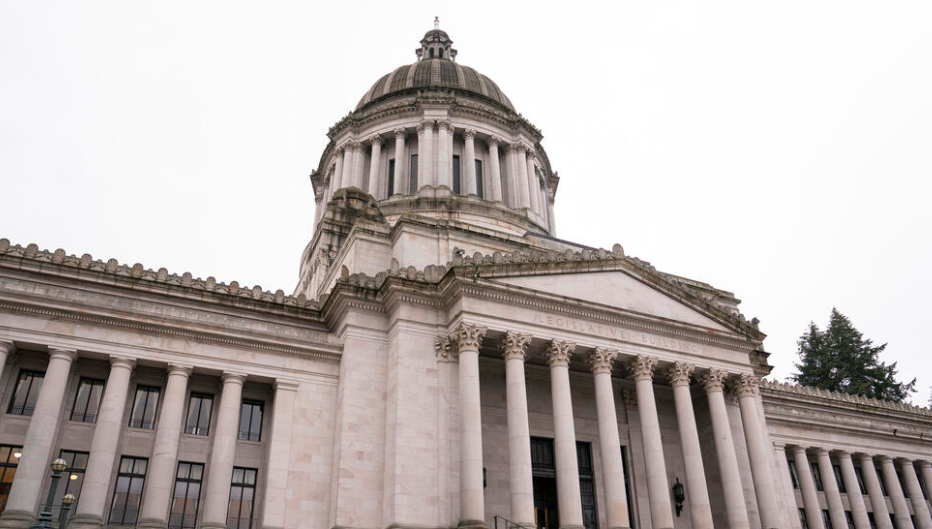 The Washington State Capitol in Olympia on January 9, 2025. (David Ryder for Cascade PBS)