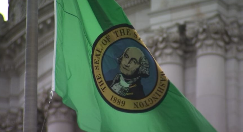 Washington state flag. (Photo courtesy of KIRO 7)