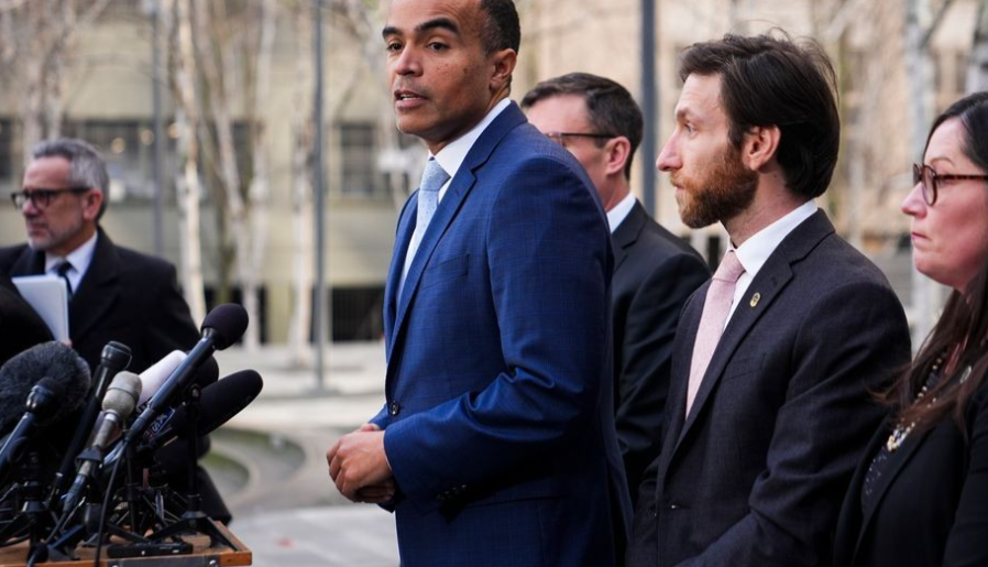 FILE - Washington Attorney General Nick Brown speaks during a press availability on Thursday, Jan. 23, 2025, in Seattle. (AP Photo/Lindsey Wasson)