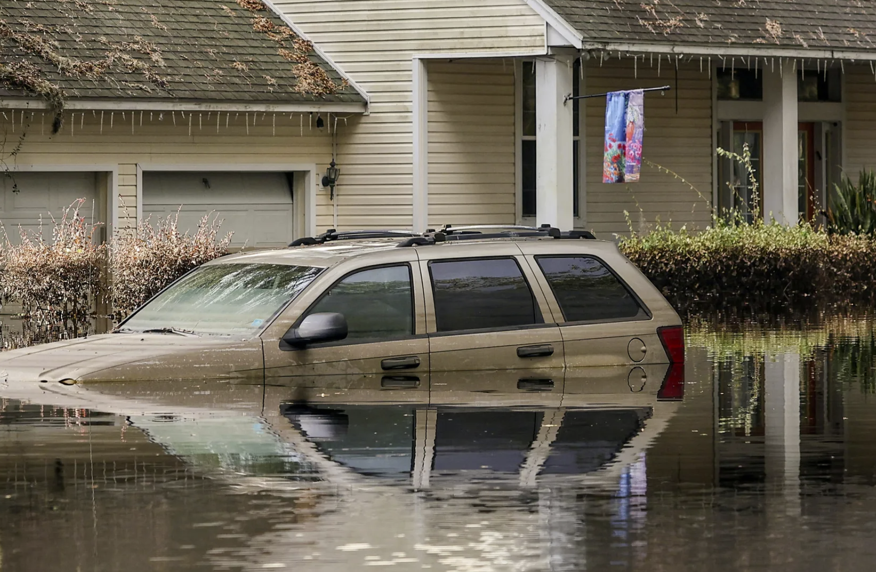 A neighborhood still flooded from Hurricane Milton prepares to have the FEMA Disaster Recover Center covert to a polling location for the general election on Monday, Nov. 4, 2024, in Ridge Manor, Fla. (AP Photo/Mike Carlson, File)