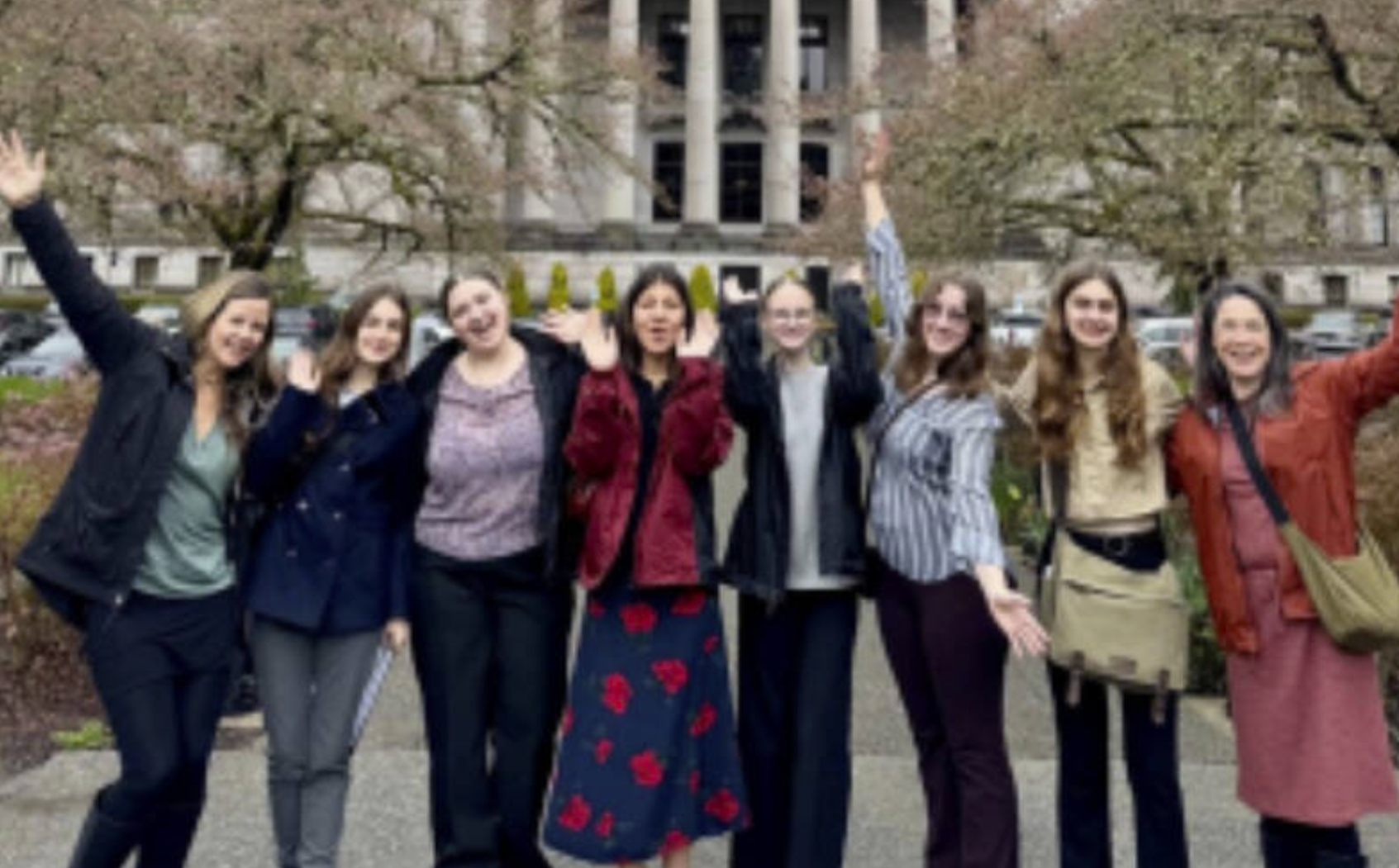 Contributed photo. On March 24, Friends led Friday Harbor High School Eco Club students to Olympia, where they met with 40th District legislators to advocate for environmental policy and the Recycling Reform Act.
