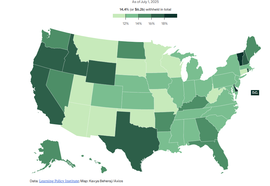 Data: Learning Policy Institute; Map: Kavya Beheraj/Axios