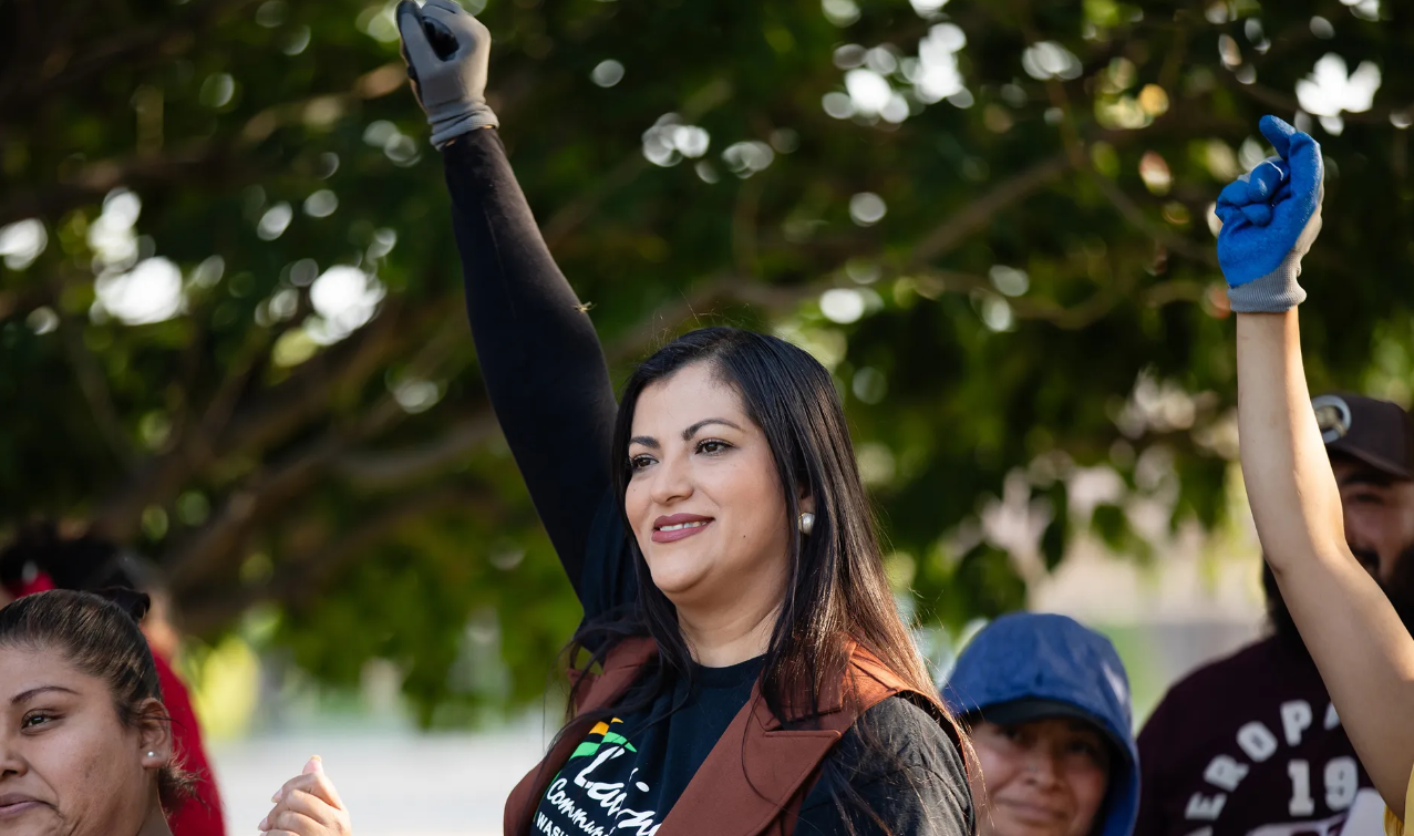 Armida Rivera at a neighborhood clean-up event with the Latino Community Fund along the Yakima Greenway in Yakima on Monday, June 23, 2025. (Emree Weaver for Cascade PBS)