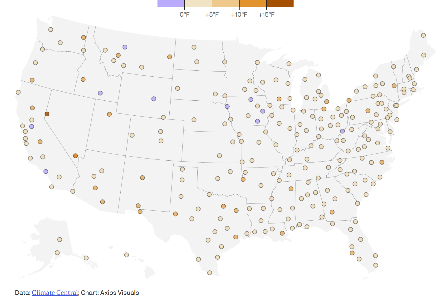 Data: Climate Central; Chart: Axios Visuals