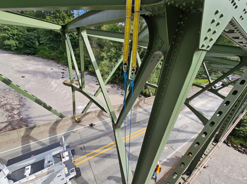 A semitruck crash has left the White River Bridge on State Route 410 closed since Aug. 18. (Photo courtesy of the state Department of Transportation)