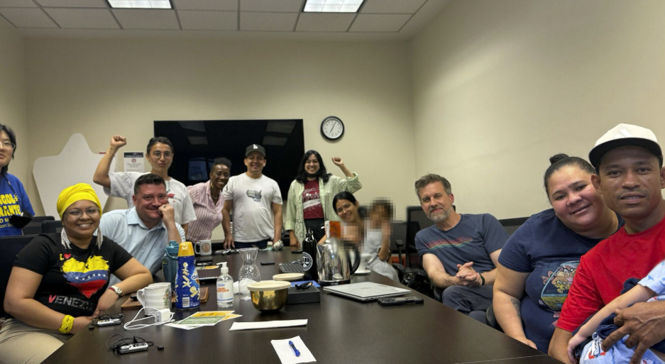 A group of immigrants and asylum seekers met with policy advisers to Governor Bob Ferguson in Olympia. They asked the state to address housing needs and detention issues within the state. (Courtesy: International Immigration Alliance)