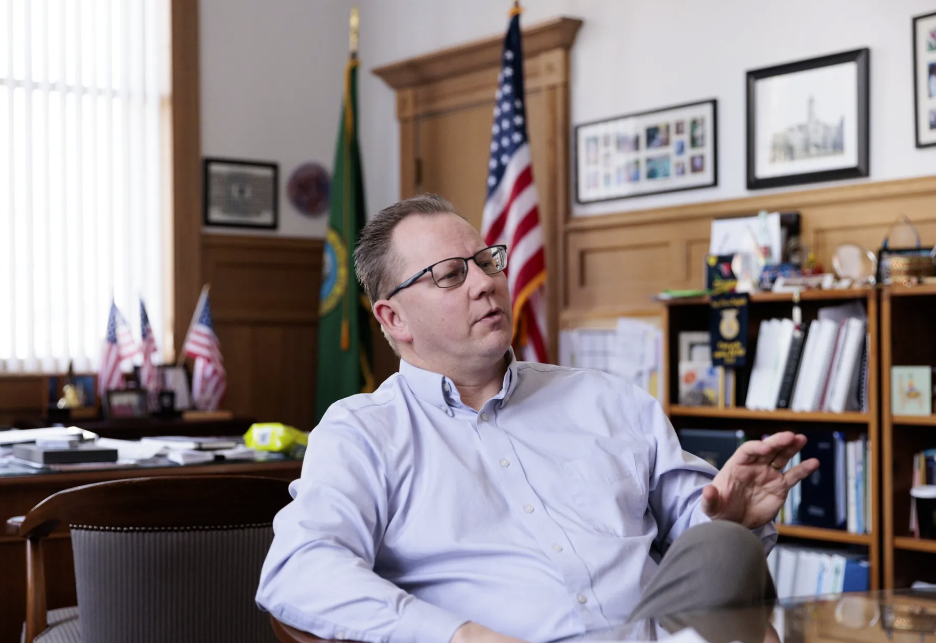 Chris Reykdal, the state superintendent of public instruction, wants math to be a “key focus” in schools and will ask the Legislature for more funding to boost math learning statewide.. (Erika Schultz / The Seattle Times, 2024)