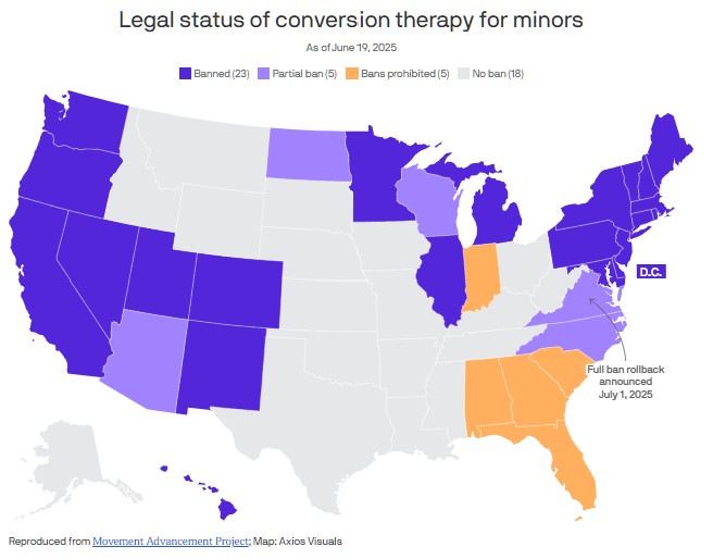 Reproduced from Movement Advancement Project; Map: Axios Visuals