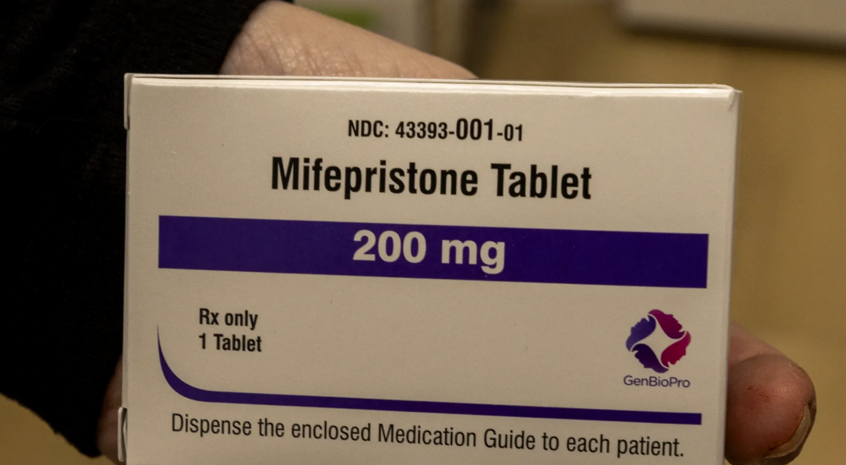 A packet of mifepristone, seen at Wyoming's last abortion clinic in March. Photo: Natalie Behring/Getty Images