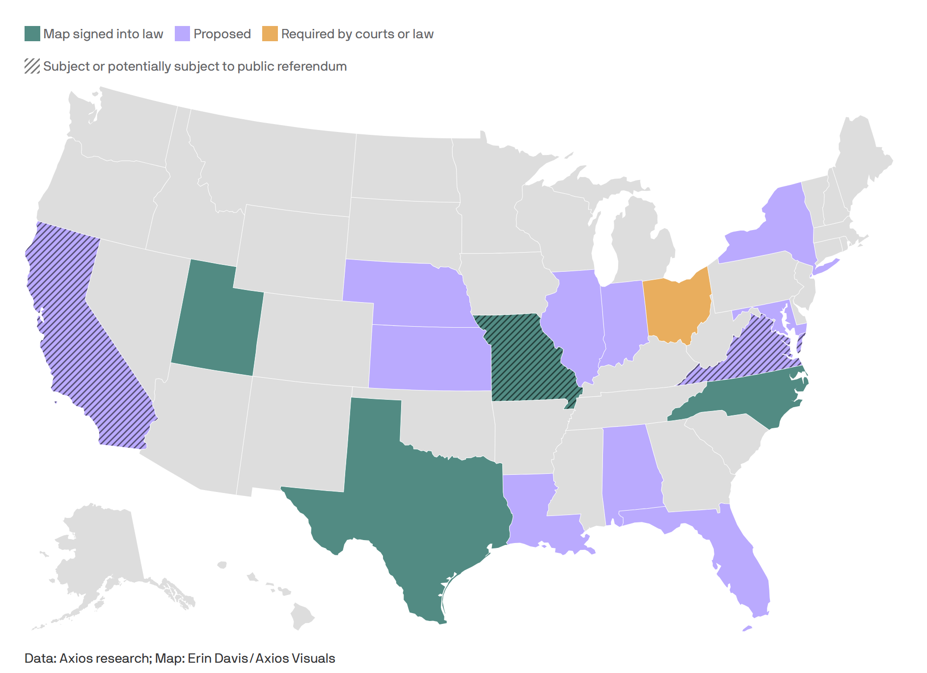 Data: Axios research; Map: Erin Davis/Axios Visuals