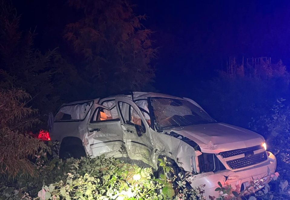 A damaged vehicle is seen in the aftermath of a June 2024 crash in Thurston County, in which the driver of another vehicle was suspected of speeding and driving under the influence. (Photo courtesy of Thurston County Sheriff Office)