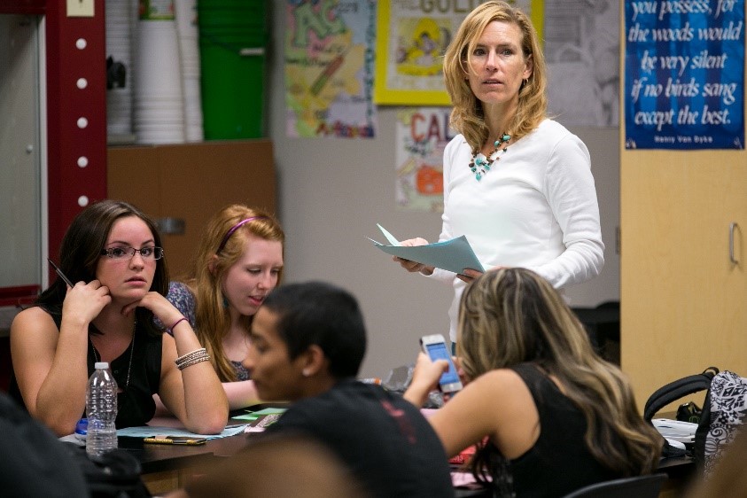 Teacher and students