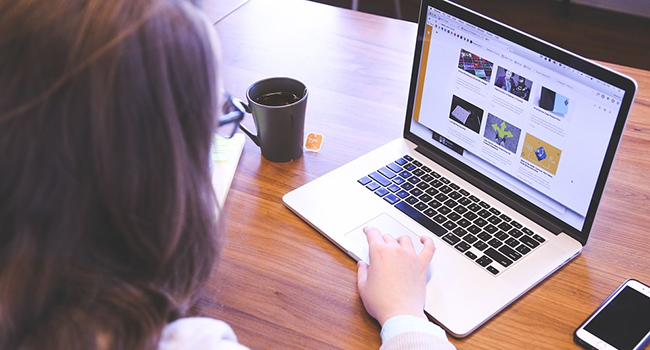 woman working on a laptop