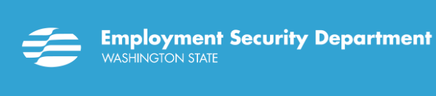 Light blue banner with Employment Security Department Washington State in white lettering