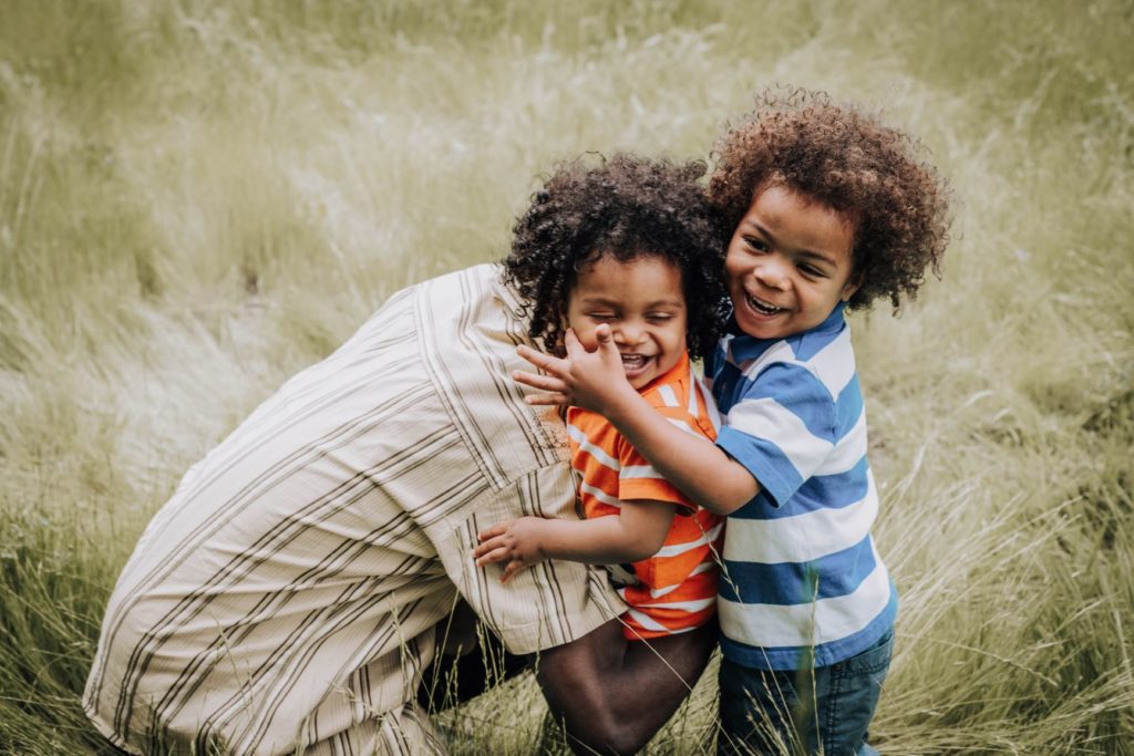 Black father with children