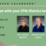 Park Chat announcement with photos of all three 27th district legislators