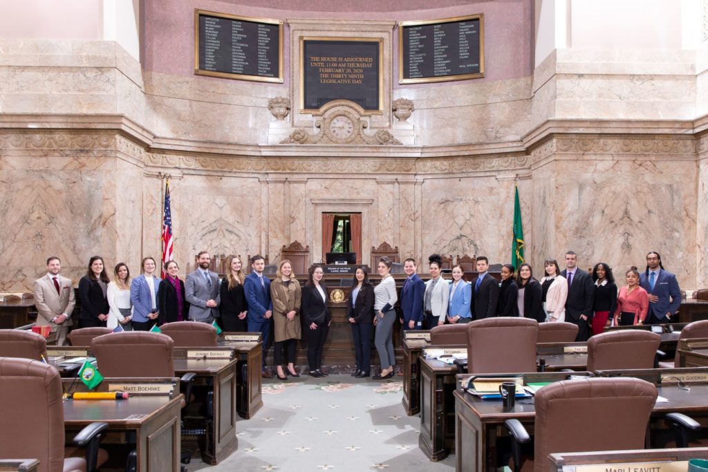 Legislative interns in front of House rostrum